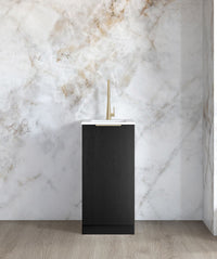 Mini Laundry 430mm Byron/Bondi Black Oak with Pure White Top