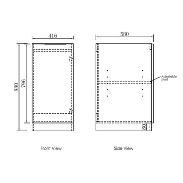 Mini Laundry 430mm Byron/Bondi Black Oak with Pure White Top