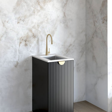 Mini Laundry 430mm Marlo Fluted Black with Pure White Top