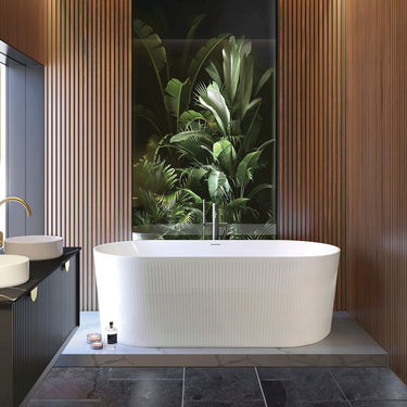 Attica Noosa Fluted 1500 Gloss White Bath with Overflow