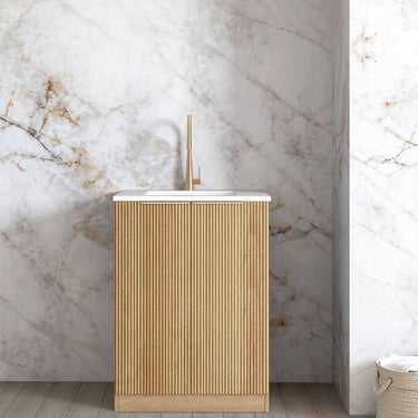 Mini Laundry 650mm Havana Fluted Woodland Oak with Cloudy Carrara Top