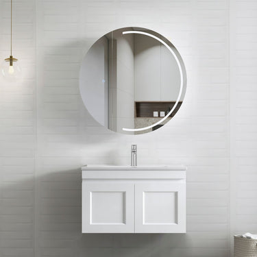 Hampton Mark II 750mm Satin White Wall Hung Vanity with Amani Grey Top 10TH