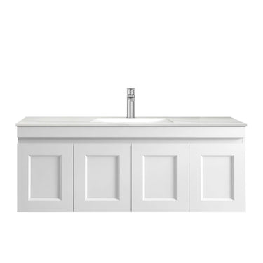Hampton Mark II 1200mm Satin White Wall Hung Vanity with Amani Grey Top 10TH