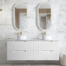 Noosa Fluted 1500mm Satin White Wall Hung Vanity with Empire Black Top NTH
