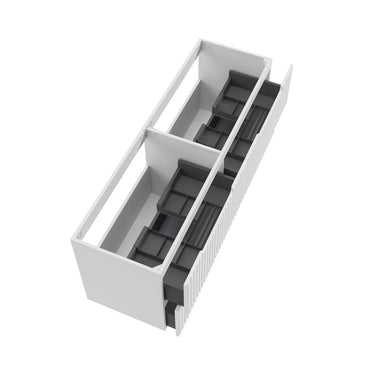 Noosa Fluted 1500mm Satin White Wall Hung Vanity with Amani Grey Top NTH