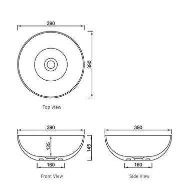 London Solid Surface 390x390x145 Matte White Basin NF
