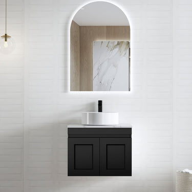 Hampton Mark II 600mm Satin Black Wall Hung Vanity with Empire Black Top NTH