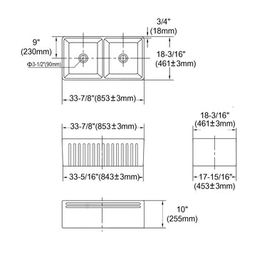 Boston 853x461x255 Butler Sink Double Bowl