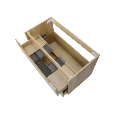 Byron 900mm Natural Oak Wall Hung Vanity with Empire Black Top 10TH