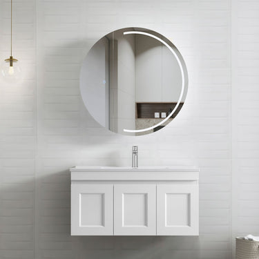 Hampton Mark II 900mm Satin White Wall Hung Vanity with Empire Black Top 10TH