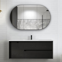 Byron 1200mm Black Oak Wall Hung Vanity with Amani Grey Top 10TH