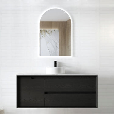 Byron 1200mm Black Oak Wall Hung Vanity with Amani Grey Top 10TH