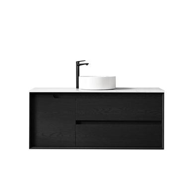 Byron 1200mm Black Oak Wall Hung Vanity with Amani Grey Top 12TH