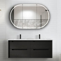 Byron 1200mm Black Oak Wall Hung Vanity with Mont Blanc Top Double Bowl