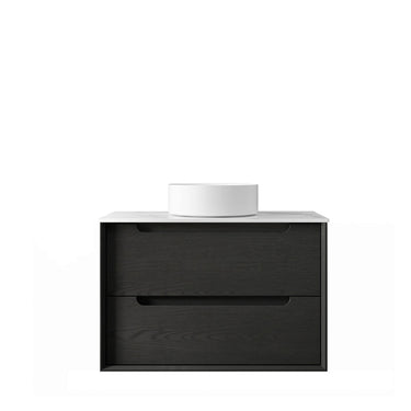 Byron 750mm Black Oak Wall Hung Vanity with Mont Blanc 60mm Top 12TH