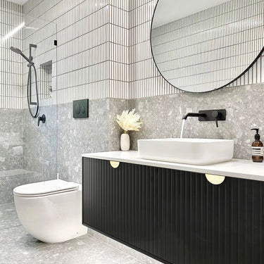 Marlo Fluted 1200mm Matte Black Wall Hung Vanity with Empire Black Top NTH