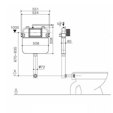 R&T Alpha Inwall Floorstanding Cistern