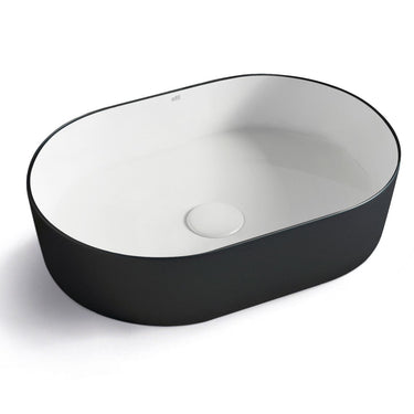 Matte Black & Gloss White - Quay Oval 500x330x120 Basin