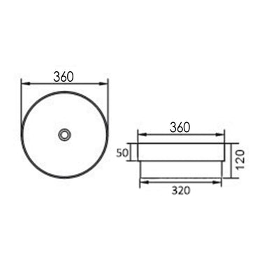 Semi Inset Round 355x355x120 Basin