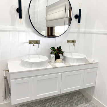 Hampton Mark II 1500mm Satin White Wall Hung Vanity with Amani Grey Top NTH