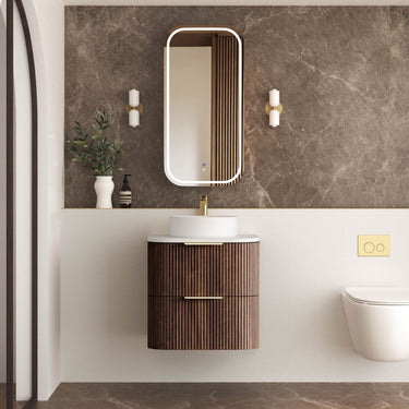 HAVANA Wall Hung Fluted Curve Vanity Sable Walnut (All Sizes)