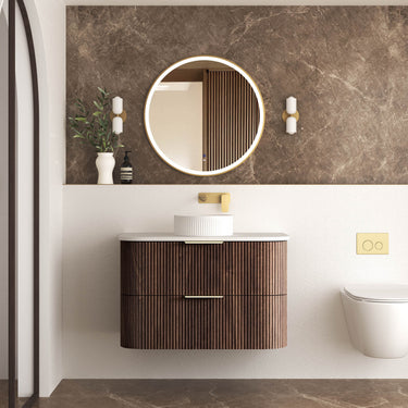 HAVANA Wall Hung Fluted Curve Vanity Sable Walnut (All Sizes)