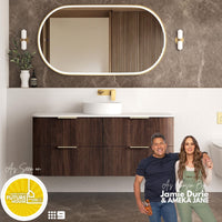 HAVANA Wall Hung Fluted Curve Vanity Sable Walnut (All Sizes)