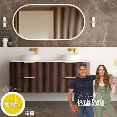 HAVANA Wall Hung Fluted Curve Vanity Sable Walnut (All Sizes)