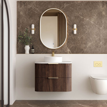 HAVANA Wall Hung Fluted Curve Vanity Sable Walnut (All Sizes)
