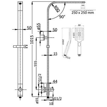 Seto Shower Set Multifunction Chrome 250mm