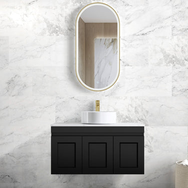 Hampton Mark II Wall Hung Vanity Satin Black 900mm Cabinet Only