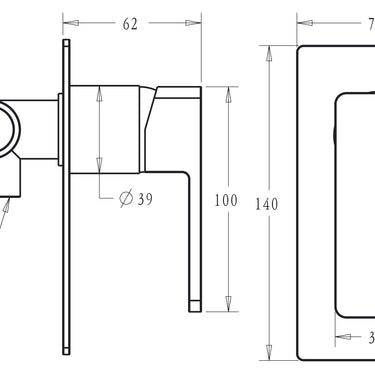 Ceram Wall Mixer technical drawing