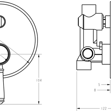 Clasico Wall Mixer Diverter Trim Kit