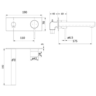Hali Wall Basin Mixer  Straight Spout