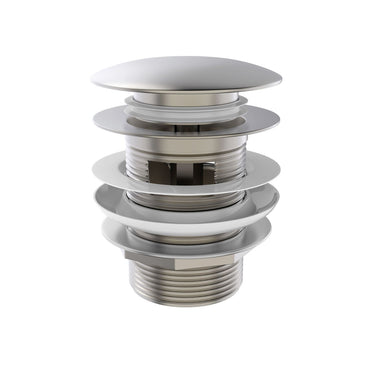 Brushed Nickel - Mushroom Bath Pull Out Popup Waste Overflow