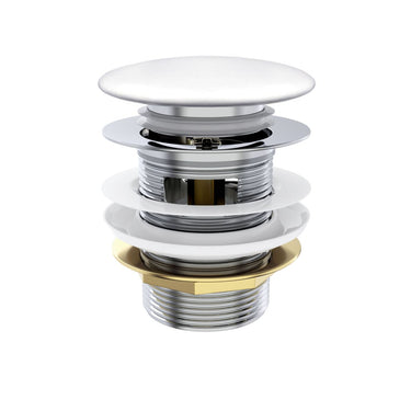 Matte White - Mushroom Bath Pull Out Popup Waste Overflow