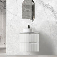 Noosa Fluted 600mm Satin White Wall Hung Vanity — 1903_1