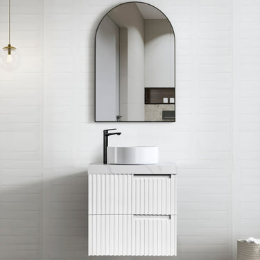 Noosa Fluted 600mm Satin White Wall Hung Vanity — 8236_1