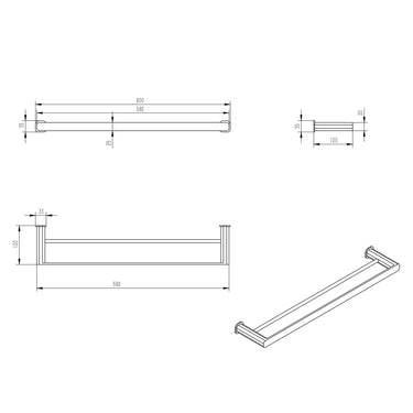 Oskar 600mm Chrome Double Towel Rail