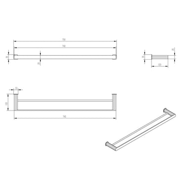 Oskar 750mm Chrome Double Towel Rail