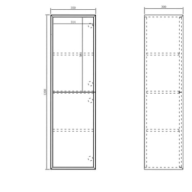 Noosa Tall Boy 350x300x1200 Matt White