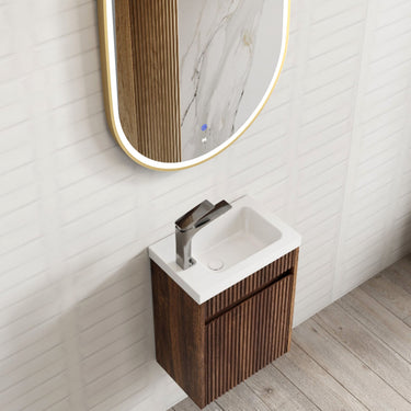 Mini Ensuite Vanity 400mm Sable Walnut Fluted Vanity (with Basin)