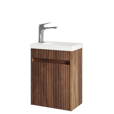 Mini Ensuite Vanity 400mm Sable Walnut Fluted Vanity (with Basin)