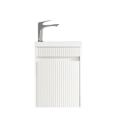 Mini Ensuite Vanity 400mm Matte White Fluted Vanity (with Basin)