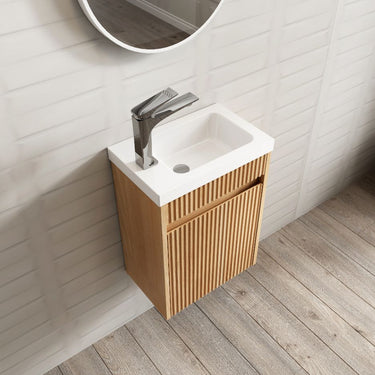 Mini Ensuite Vanity 400mm Woodland Oak Fluted Vanity (with Basin)