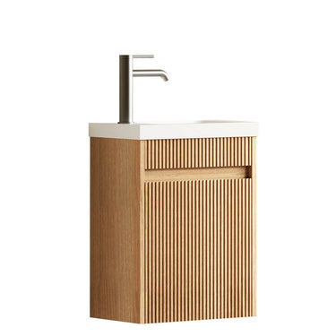 Mini Ensuite Vanity 400mm Woodland Oak Fluted Vanity (with Basin)