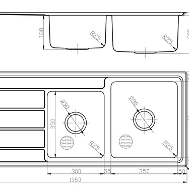 Seto 1 & 3/4 Bowl Single Drainer Sink  1120mm