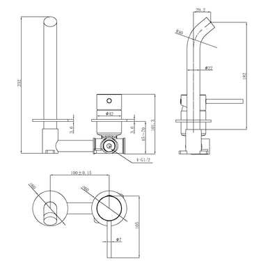 Otus Slimline SS304  Wall Basin Mixer Body