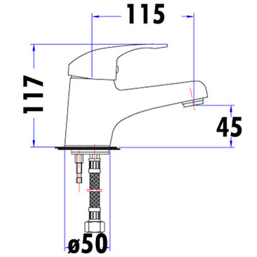 Ruby  Slim Rectangle Handle  Basin Mixer Lead Free