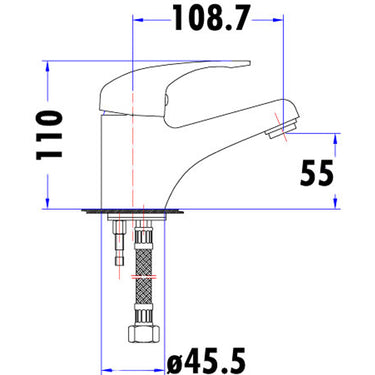 Ruby  Slim Rectangle Handle  Basin Mixer 35 mm Lead Free